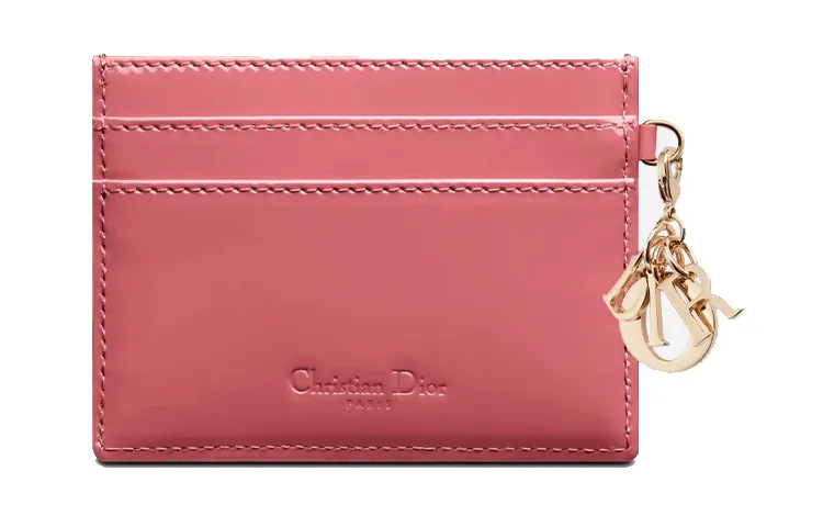 DIOR Lady Dior Cow Leather Wallet Women's Pink