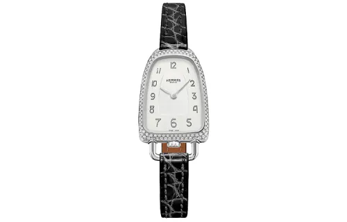 HERMES Galop D'Hermes Wrist Watches Quartz Movement Genuine Leather Strap 20*27.2mm White Dial Women's Watch