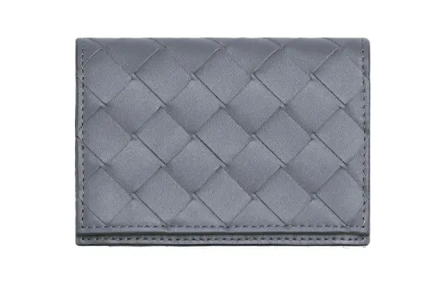 Bottega Veneta Woven Calfskin Wallet Men's Dark Gray