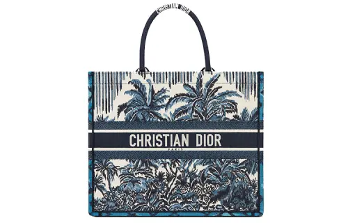 DIOR BookTote Embroidery Tote Bag, Shopping Bag, Handbag Regular Women's Blue