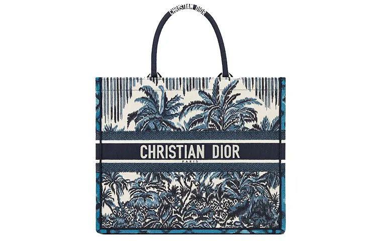 DIOR BookTote Embroidery Tote Bag, Shopping Bag, Handbag Regular Women's Blue