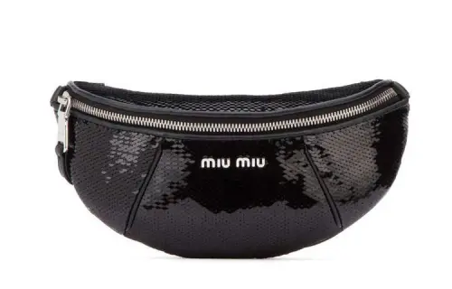 MIU MIU Leather Blend Acetate Fiber Fanny Pack Women's Black