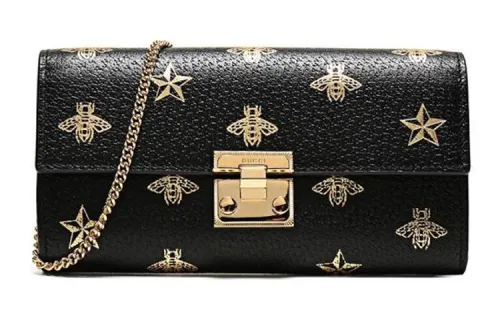 GUCCI Padlock Leather Lock Bag, Handbag, Shoulder Bag, Clutch, Shoulder Bag Mini Women's Black