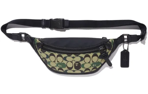 A BATHING APE COACH Collaboration RivingtonBelt PVC Crossbody Bag, Fanny Pack Regular Men's Green Camouflage