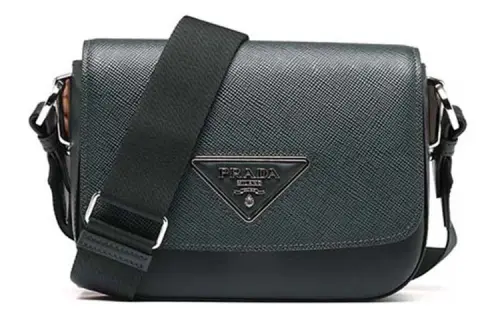 PRADA Luggage Collection Cow Leather Shoulder Bag Women's Green