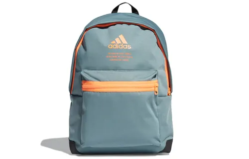 Adidas Zip Closure Recycled Polyester Plain Weave Fabric Coin Purse Regular Unisex Misty Emerald/Scream Orange