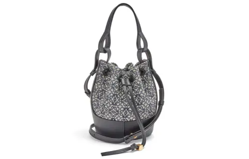 LOEWE Balloon Calfskin Canvas Balloons Bag, Shoulder Bag, Crossbody Bag, Handbag Mini Women's Marine Blue/Black