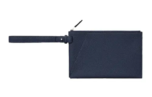 HERMES Cabavertige Cow Leather Clutch Men's Midnight Blue