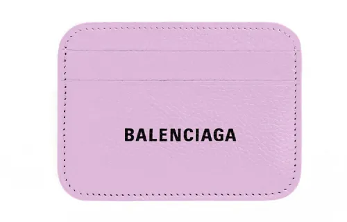 Balenciaga Grain Calfskin Card Holder Mini Women's Light Purple