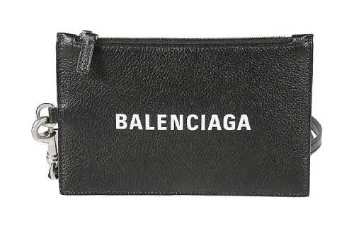 Balenciaga Fashion Leather Wallet Men's Black