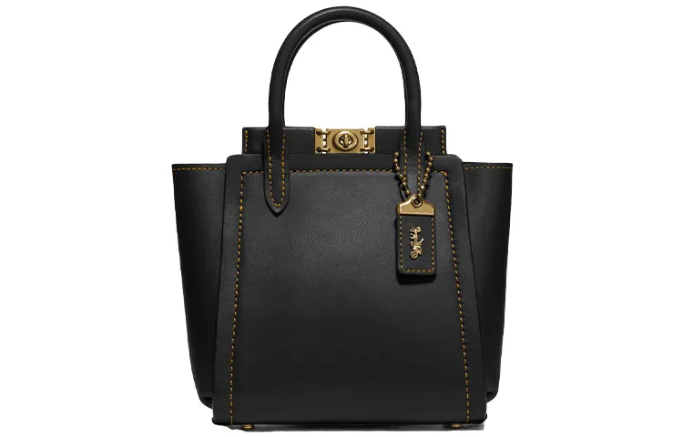 COACH Troupe Leather Shoulder Bag, Crossbody Bag, Tote Bag, Shopping Bag, Handbag Mini Women's Black