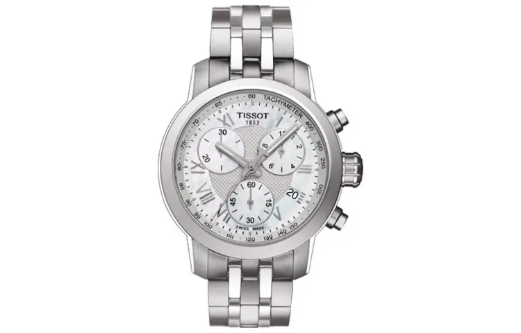 TISSOT PRC 200 Collection Quartz Movement Women's Watch 34mm White Dial Stainless Steel Watchband