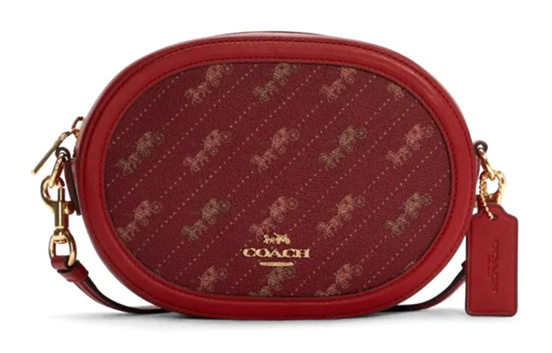 COACH Camera Canvas With Leather Camera Bag, Shoulder Bag Women's Red