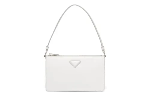 PRADA Shiny Leather Handbag Mini Women's White