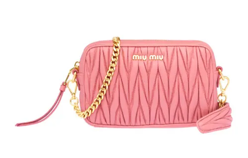 MIU MIU Matelassé Sheepskin Camera Bag, Shoulder Bag Women's Pink