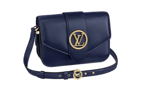 LOUIS VUITTON Pont Cow Leather Shoulder Bag, Crossbody Bag Women's Midnight Blue