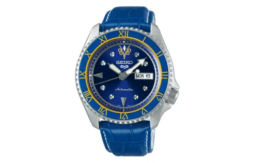 SEIKO Street Fighter Collection Mechanical Movement Leather Strap Watch Men's Watches Blue Dial