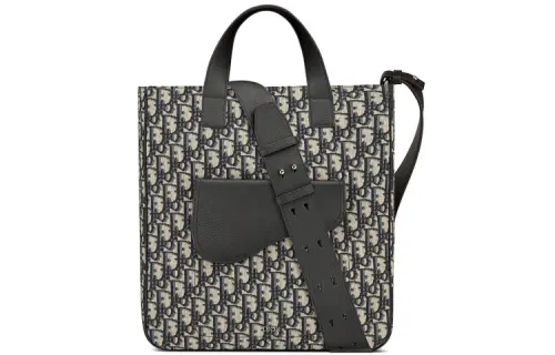 DIOR Saddle Cow Leather Tote Bag, Shopping Bag, Handbag, Shoulder Bag, Crossbody Bag Men's Beige & Black