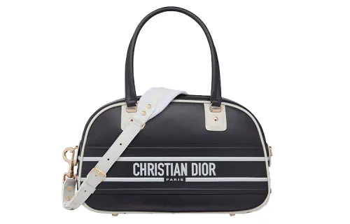 DIOR Adjustable Detachable Strap Smooth Cow Leather Bowling Bag, Gym Bag, Sports Bag, Travel Bag, One Shoulder Handbag