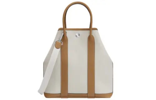 HERMES GARDEN FILE Canvas With Negonda Calfskin Handbag, Shoulder Bag, Crossbody Bag Unisex Concrete Gray