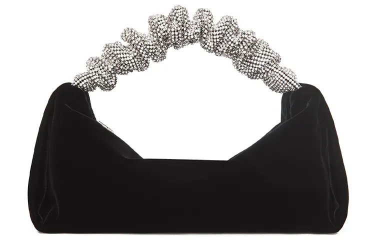 Alexander wang alexander wang scrunchiee rhinestone mesh headband style handle velvet underarm bag shoulder handbag mini women black