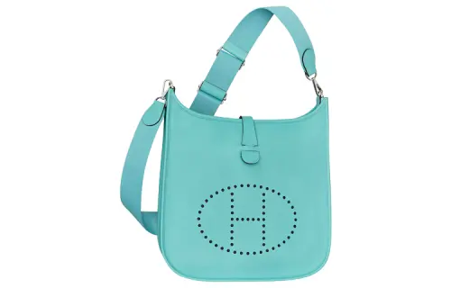 HERMES Evelyne Epsom Bullock Leather With Canvas Strap Crossbody Bag, Shoulder Bag 33 Women's 3P Bleu Atoll Lagoon Blue