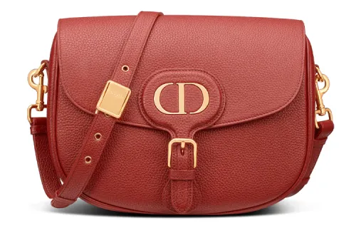 DIOR Bobby Magnetic Closure Cow Leather Crossbody Bag Large Women's Brick Red