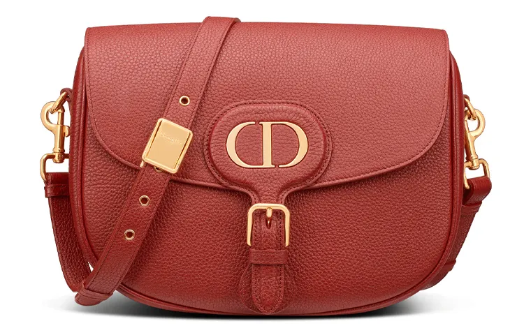 DIOR Bobby Magnetic Closure Cow Leather Crossbody Bag Large Women's Brick Red