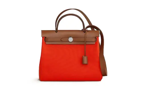 HERMES Herbag Zip Canvas With Hunter Cow Leather Shoulder Bag, Crossbody Bag, Handbag 31 Unisex