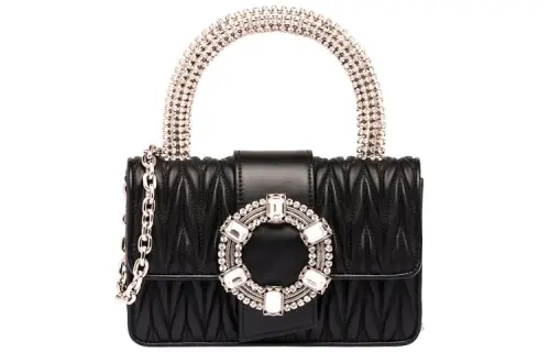 MIU MIU Soft Sheepskin Handbag, Shoulder Bag, Crossbody Bag Women's Black