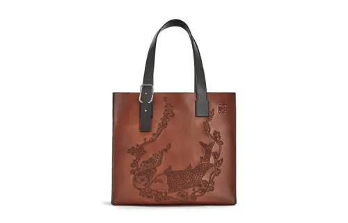 LOEWE Calfskin Handbag, Shoulder Bag Men's Cognac Brandy