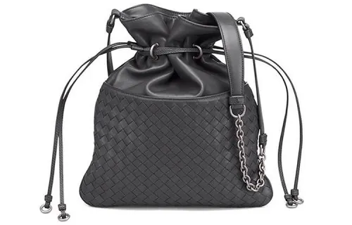 Bottega Veneta Drawstring Closure Sheepskin Bucket Bag, Shoulder Bag Women's Black