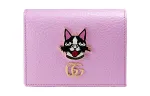 GUCCI Leather Card Holder Women's Pink