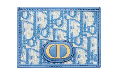 DIOR 30 Montaigne Canvas Card Holder Women's Cornflower Blue