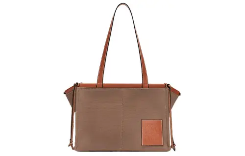LOEWE Cushion Tote Magnetic Closure Canvas And Cow Leather Canvas Bag One Shoulder Crossbody Tote Women's Taupe