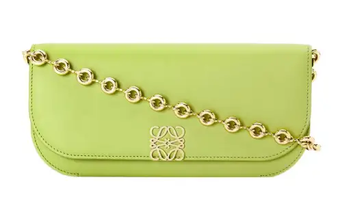 LOEWE Goya Detachable Strap Cow Leather Chain Bag, Shoulder Bag Women's Green