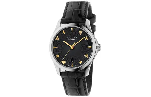 GUCCI G Timeless Wrist Watches Mechanical Movement Leather Strap Black Dial Unisex ['50', 149262]m Waterproof