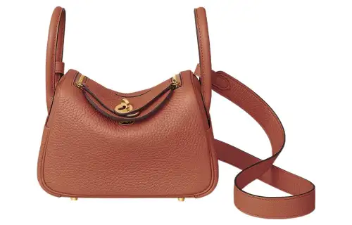 HERMES Lindy Taurillon Clemence Cow Leather Handbag 19 Women's 6C Cuivre Copper Red