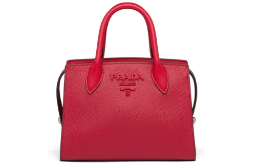 PRADA Saffiano Cow Leather Handbag Women's Red