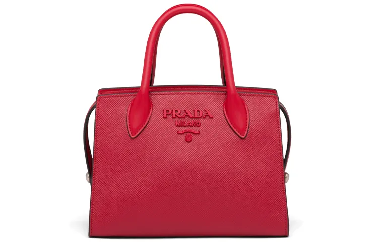 PRADA Saffiano Cow Leather Handbag Women's Red