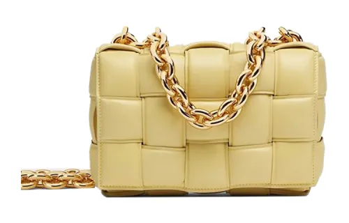 Bottega Veneta Chain Cassette Cow Leather One Shoulder Handbag, Crossbody Bag Women's Butter
