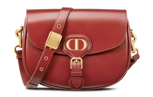 DIOR Bobby Smooth Finish Calfskin One Shoulder Crossbody Clutch Medium Women's Brick Red