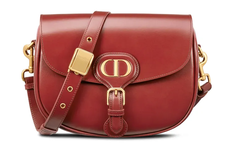 DIOR Bobby Smooth Finish Calfskin One Shoulder Crossbody Clutch Medium Women's Brick Red