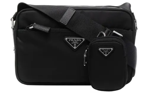PRADA Re Nylon With Saffiano Leather Trim Crossbody Bags Women's Black