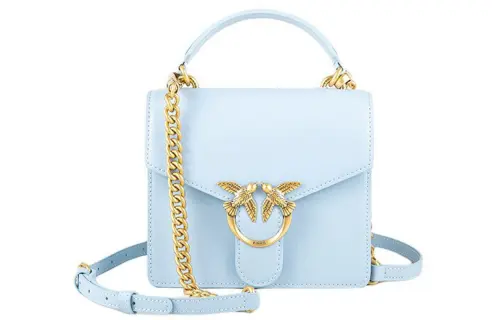 PINKO Cow Leather Bird Bag, Swallow Bag, Portable Crossbody Bag, Shoulder Bag Mini Women's Sky Blue