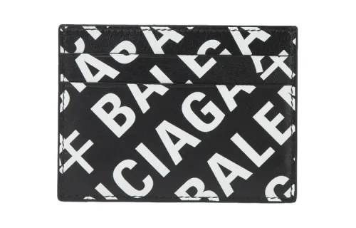 Balenciaga Cow Leather Card Holder Men's Black & White