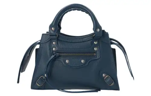 Balenciaga Casual Grain Calfskin One Shoulder Handbag Women's Blue