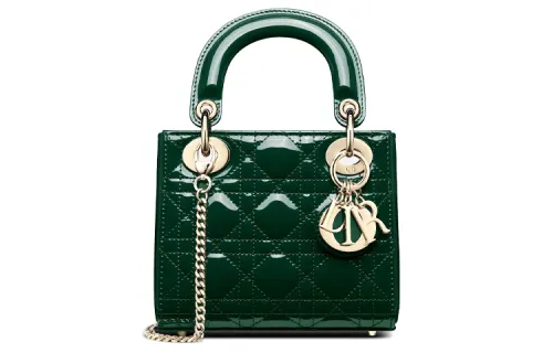 DIOR Lady Dior Cow Leather Mini Lady Dior Bag, Handbag, Shoulder Bag, Crossbody Bag, Handbag Mini Women's Pine Green