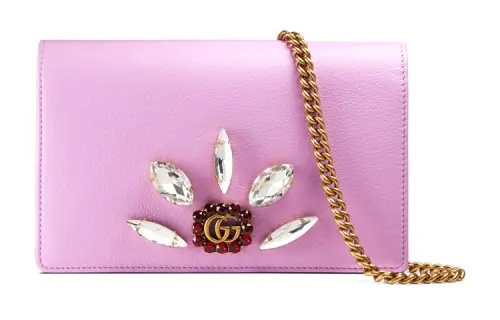 GUCCI Leather Wallet, Crossbody Bag, Shoulder Bag Mini Women's Pink Purple