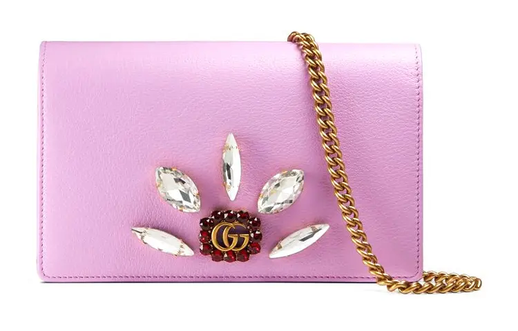 GUCCI Leather Wallet, Crossbody Bag, Shoulder Bag Mini Women's Pink Purple